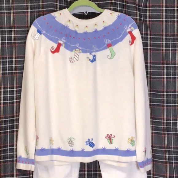 🎄CROFT & BARROW Cream Fair Isle Christmas Holiday Knit Sweater - Picture 7 of 8